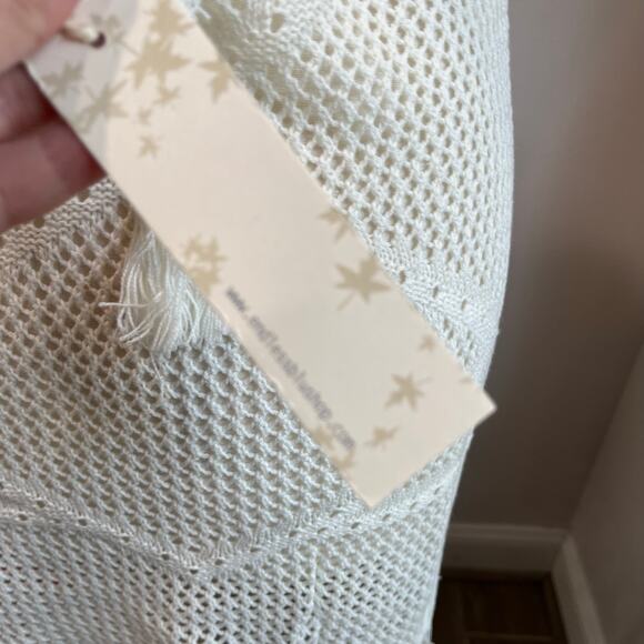 Endless Blu White Crochet Fringe Cover Up Boho Festival Beach Dress Size L - Picture 7 of 10